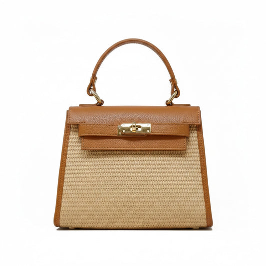 Gabriella Raffia & Leather Crossbody Bag