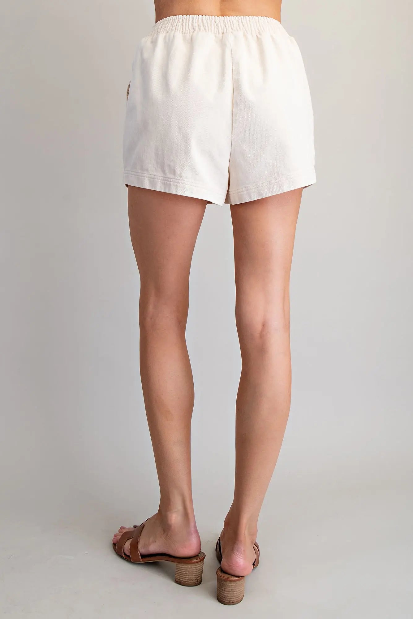 Lightweight cotton elastic waist shorts with side pockets