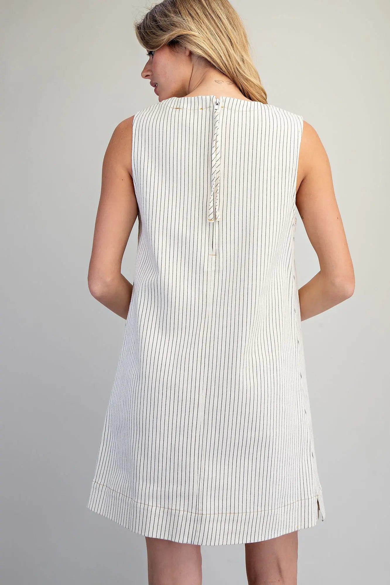 Delaney Pinstripe Shift Mini Dress