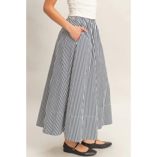 Seabreeze Stripe Midi Skirt