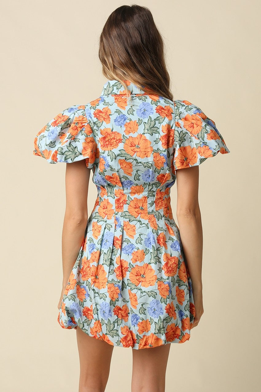 Floral Puff Sleeve Mini Dress