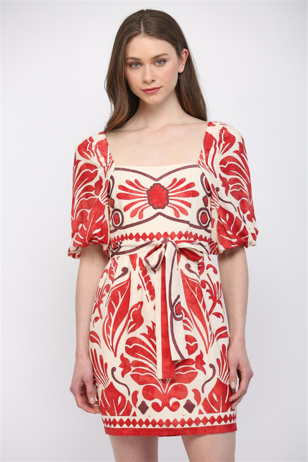 Sienna Tropical Tie Waist Dress