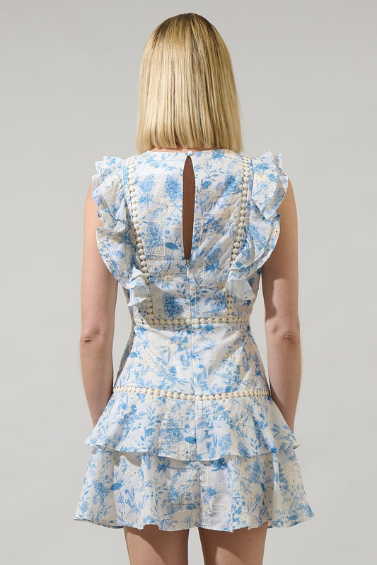 Celestine Floral Crochet Ruffle Dress