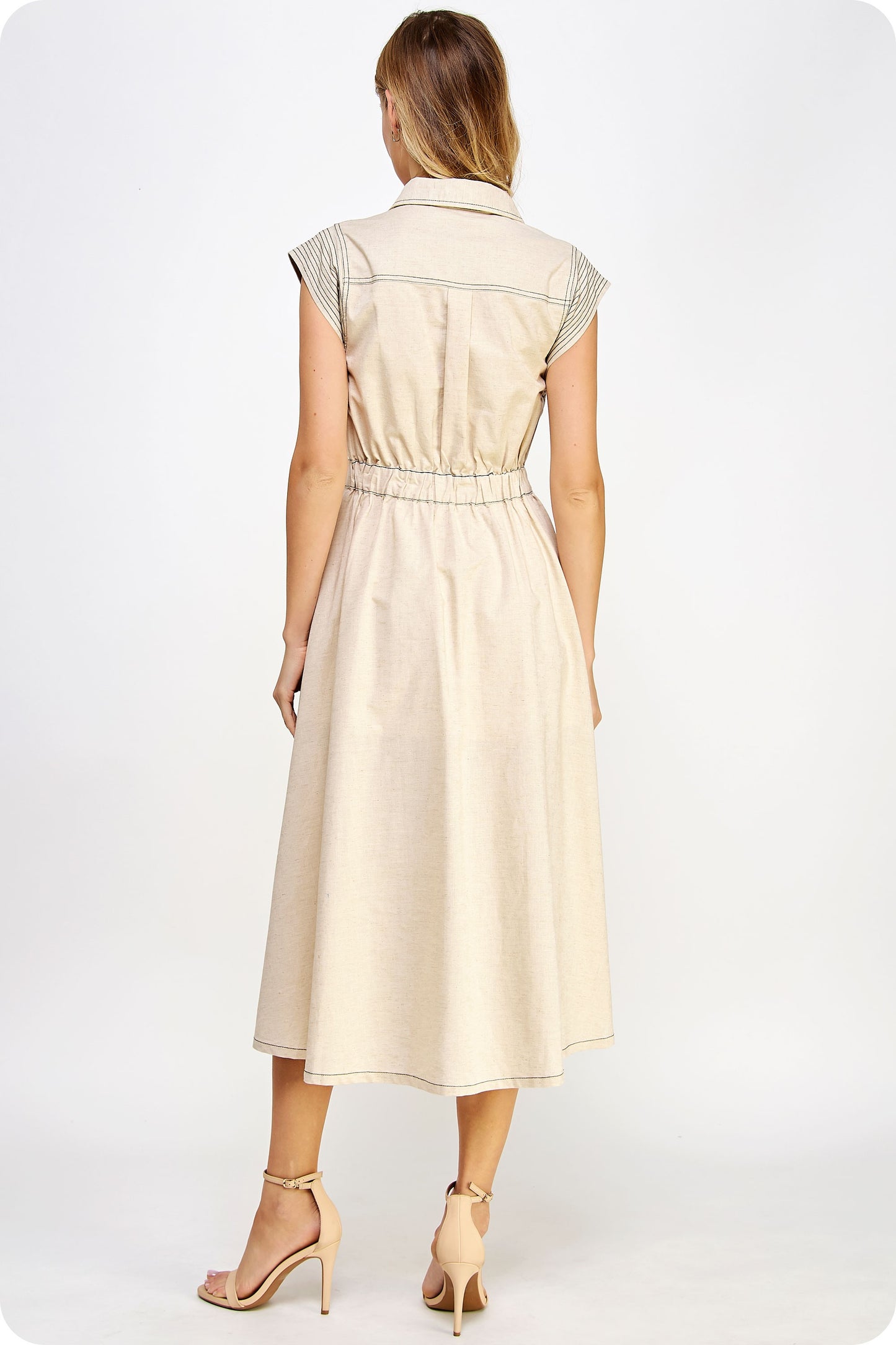 The Paige Linen Stitch Midi Dress