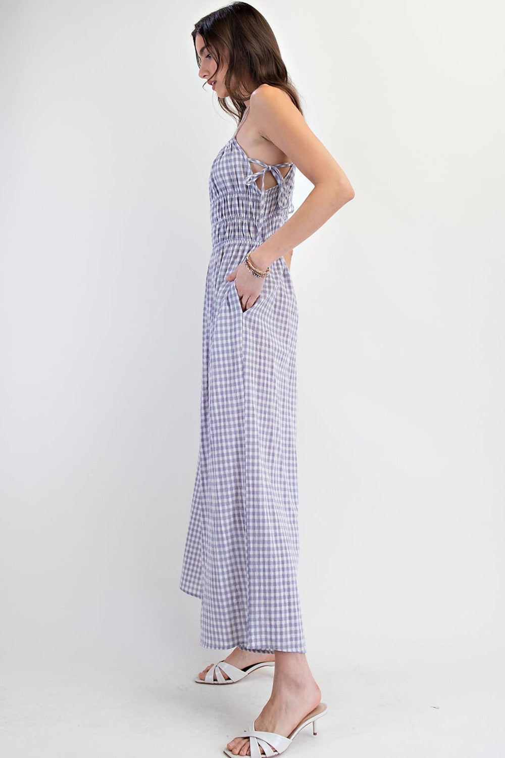 Sleeveless Gingham Jumpsuit