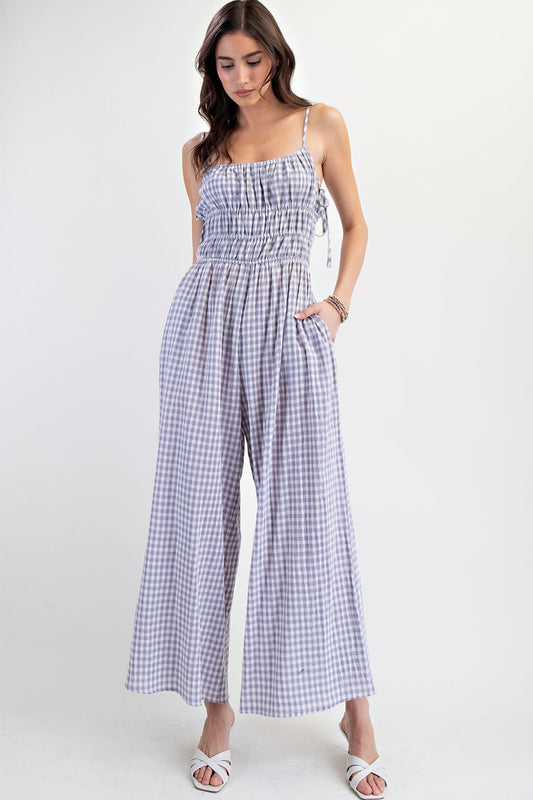 Sleeveless Gingham Jumpsuit