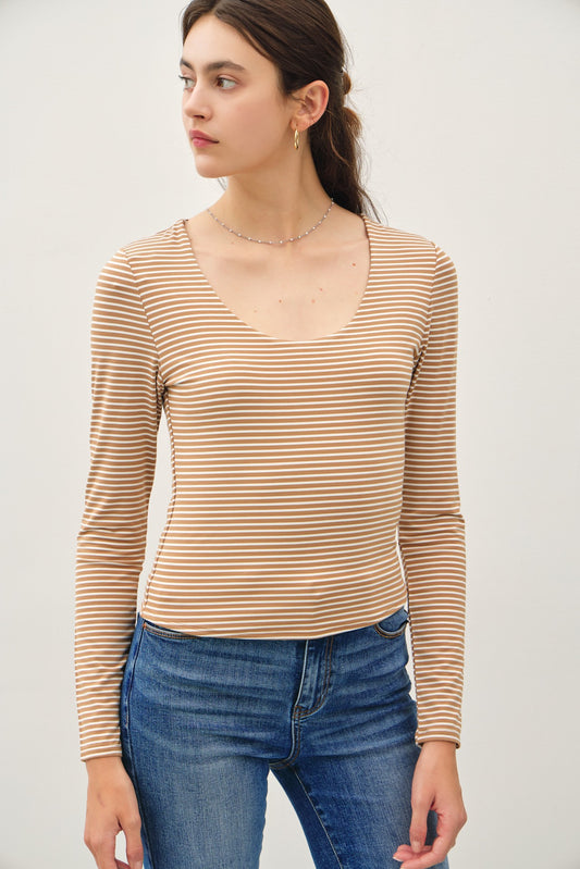 Jolene Striped Scoop Neck Top