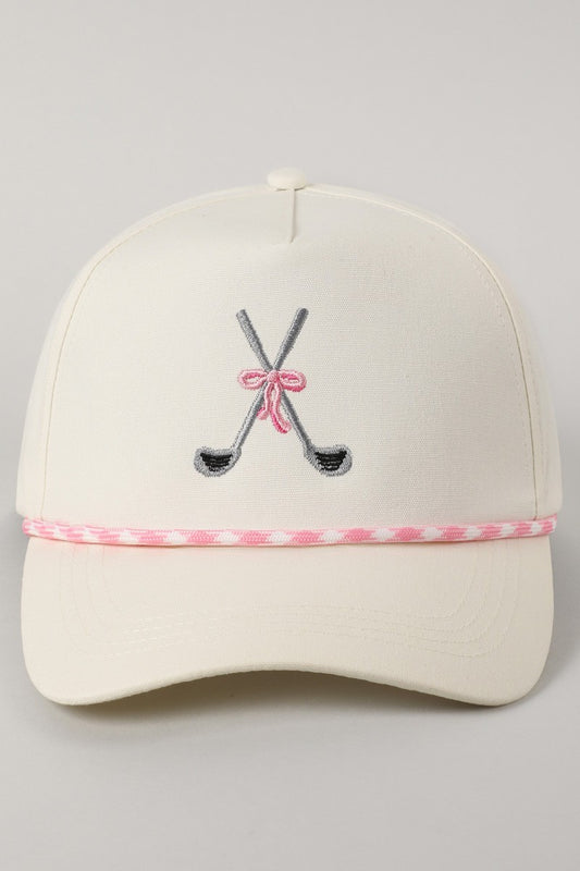 Golf Clubs With Ribbon Embroidered Trucker Hat