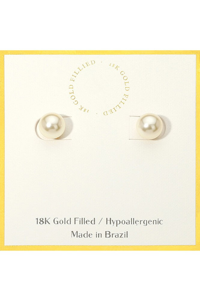 Isla 18K Gold Filled Pearl Stud Earrings