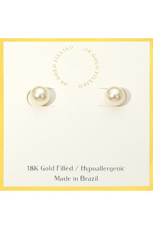 Isla 18K Gold Filled Pearl Stud Earrings