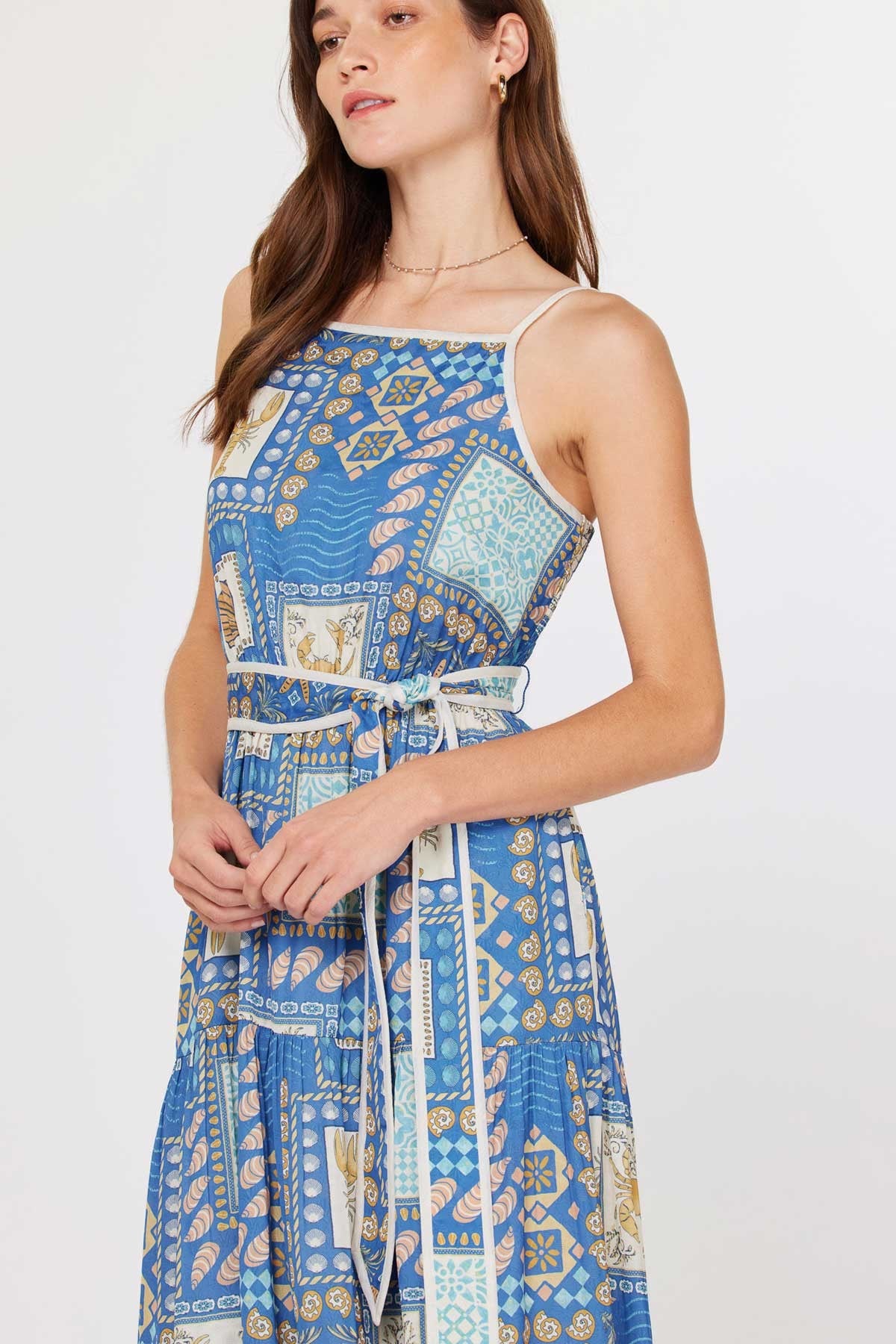 Sienna Coastal Patchwork Printed Midi Dress