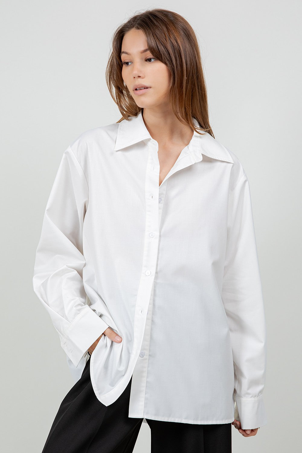 poplin shirt with back placket detail