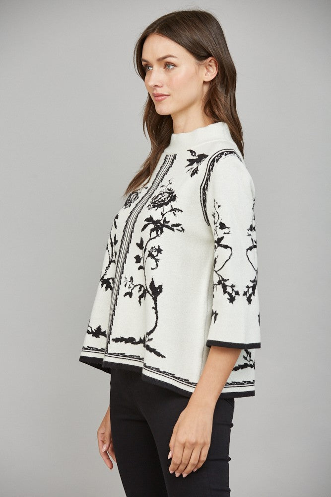 Elowen Border Jacquard Mockneck Sweater