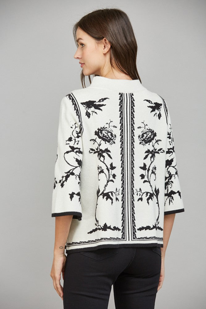 Elowen Border Jacquard Mockneck Sweater