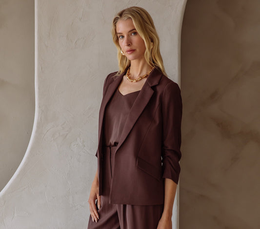 Maureen Shirred Sleeve Blazer