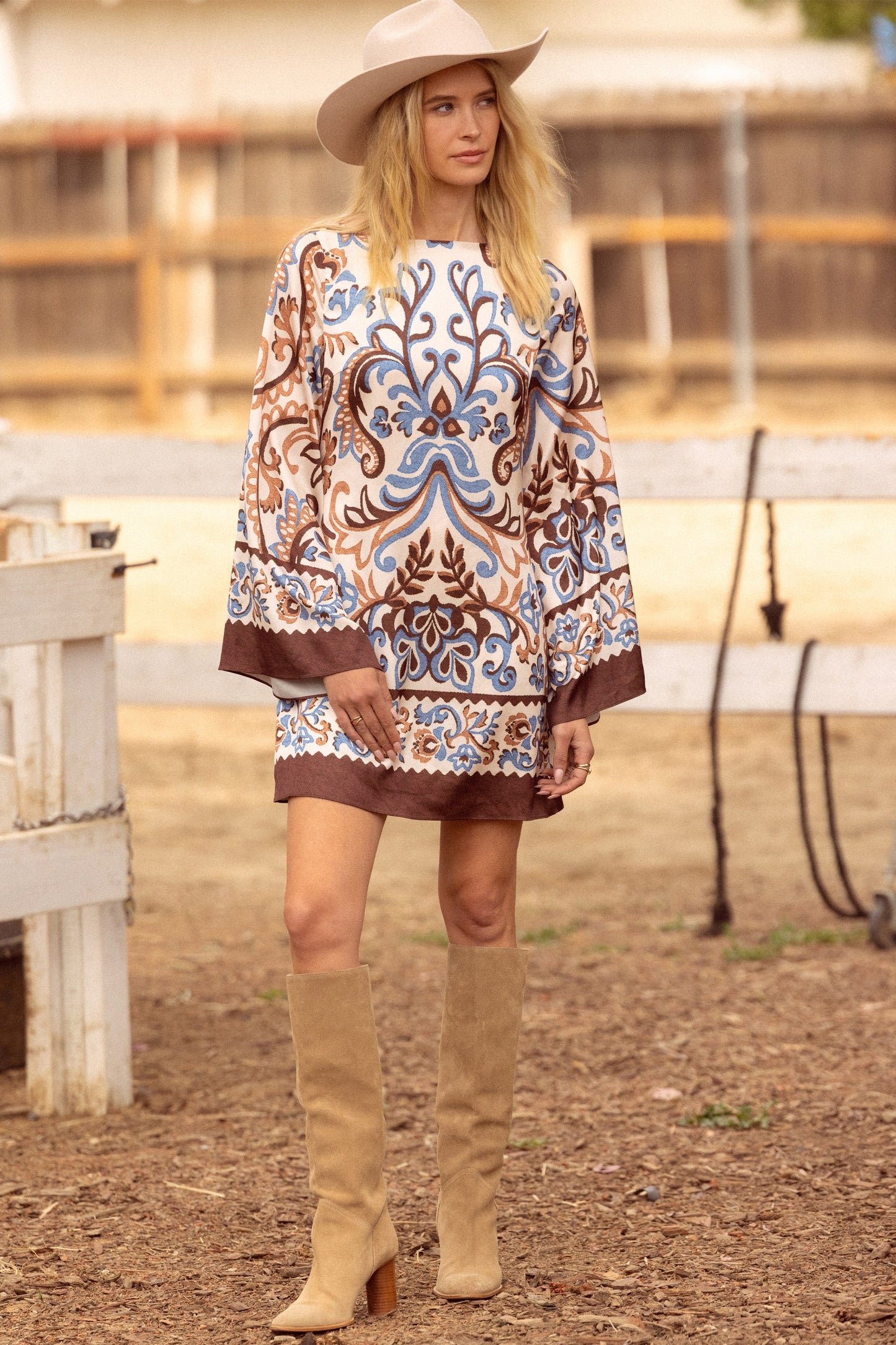Darcelle Border Print Mini Dress