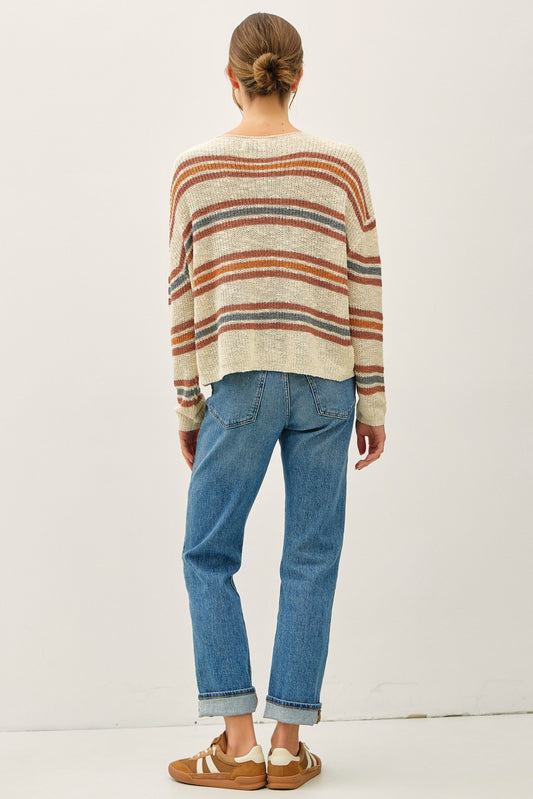 Inez Boxy Striped Knit Sweater