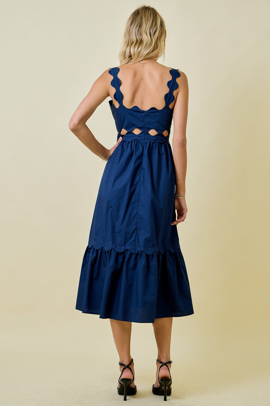 Lilly Scalloped Cutout Midi Dress