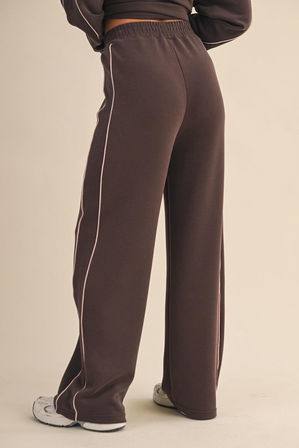 Super Soft Air Scuba Wide Leg Pants with Side Piping