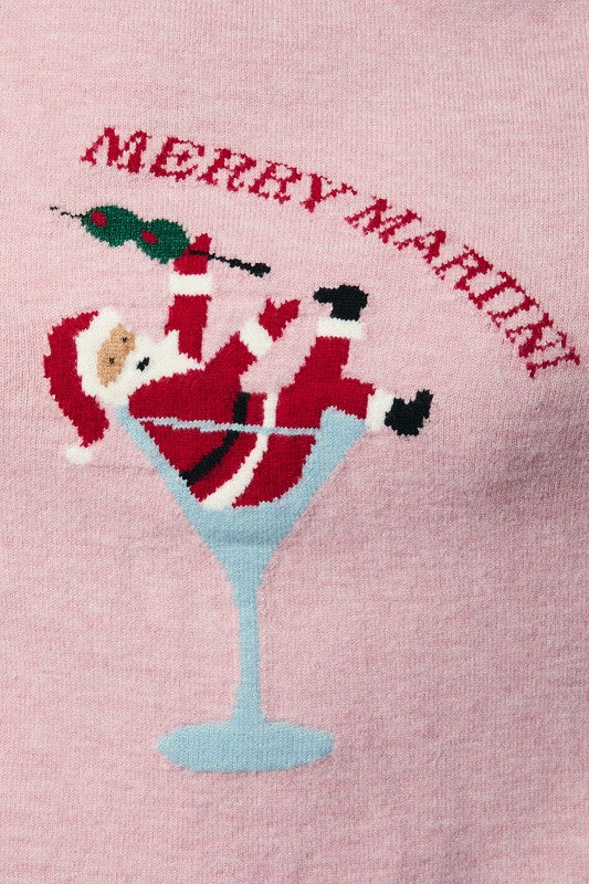 The Clarimond “Merry Martini” Sweater serves up festive cheer with playful holiday flair.