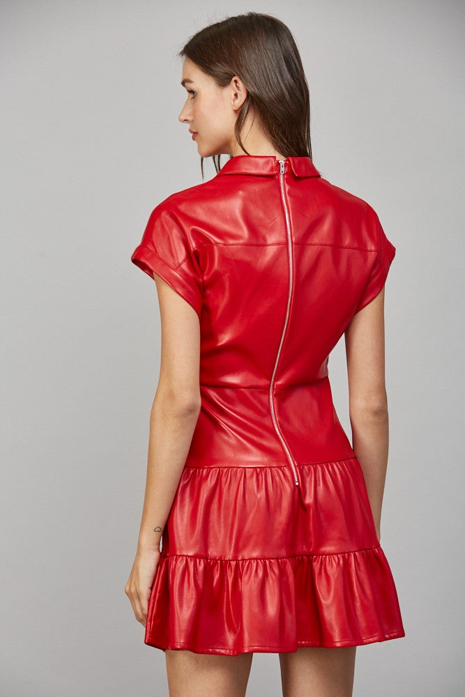 Natalia Twisted Faux Leather Dress