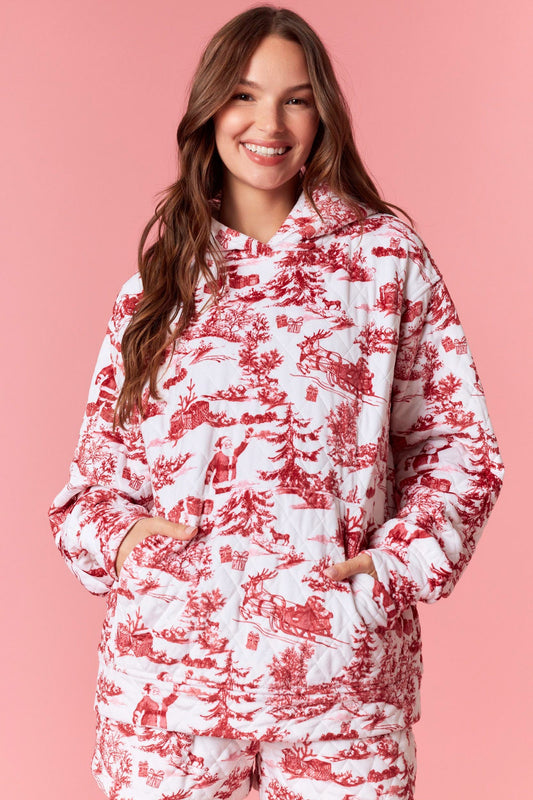 The Noelle Quilted Velour Hoodie Sweatshirt