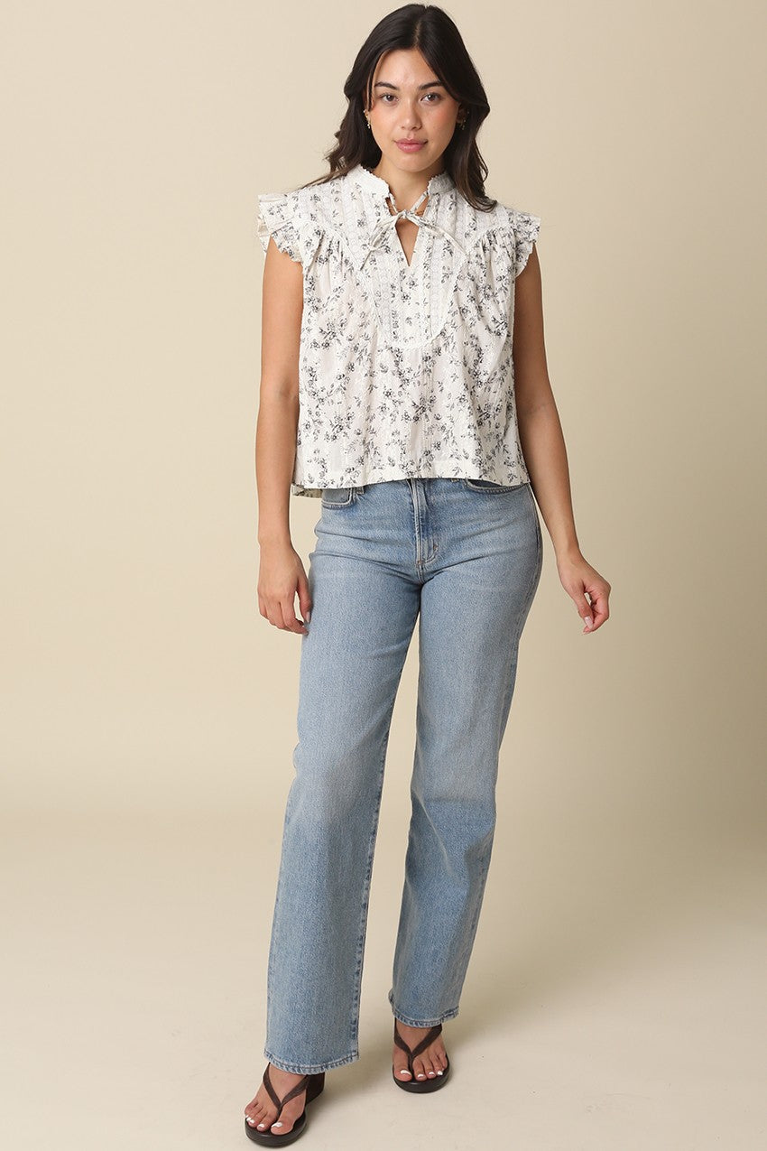 Women’s cotton blouse with front tie neckline