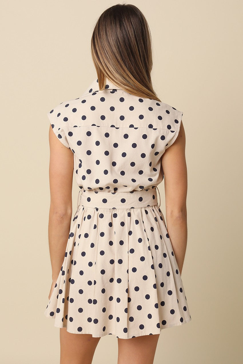 Saige Polka Dot Mini Shirt Dress