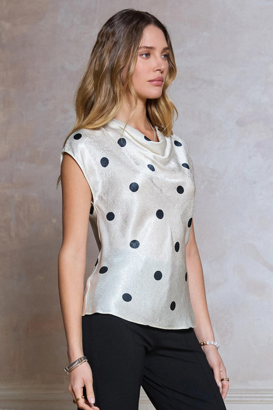 Zoe Polka Dot Cowl Blouse