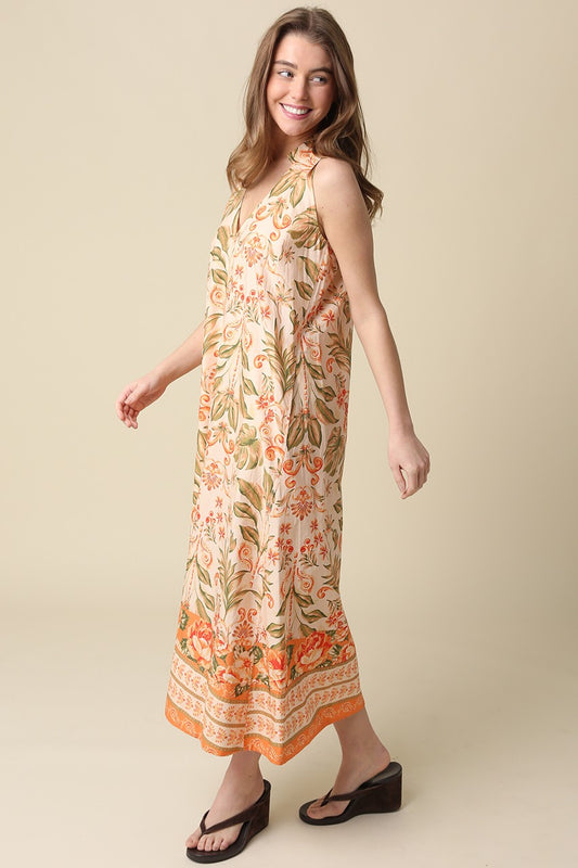Relaxed fit collared maxi dress with pockets