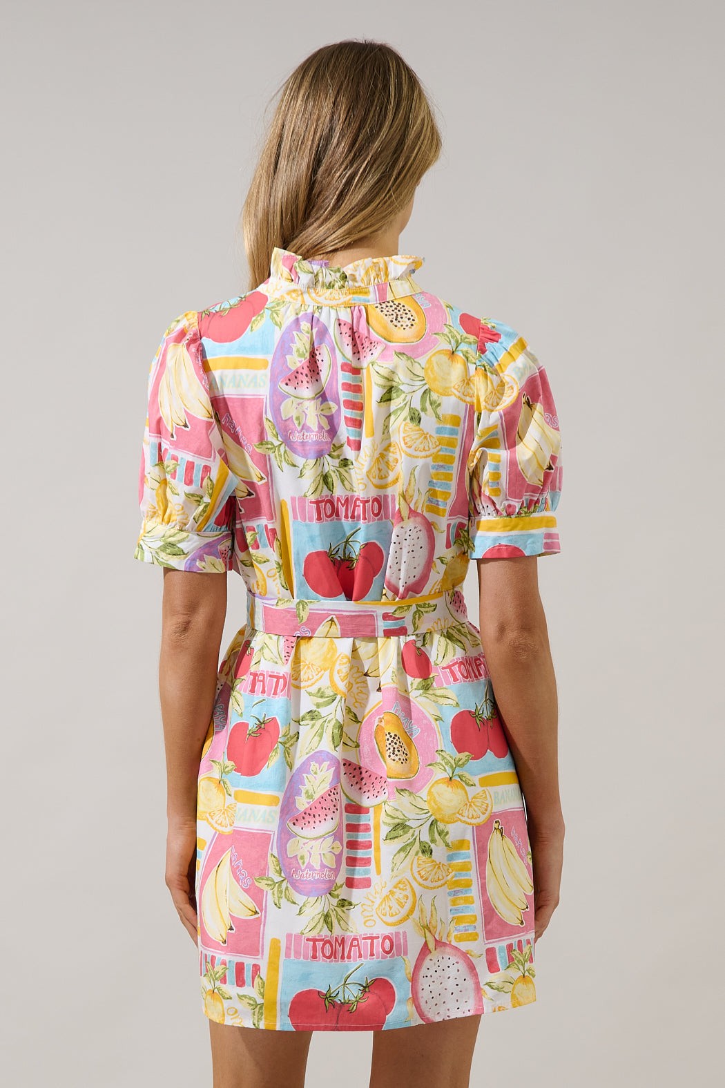 Karesa Fruit Print Button-Down Mini Dress