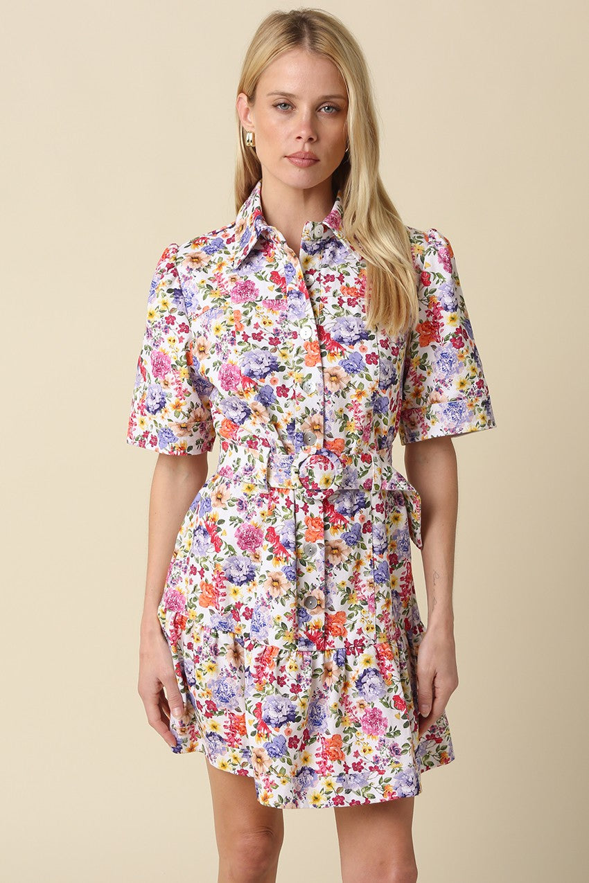 Harper Floral Belted Mini Dress