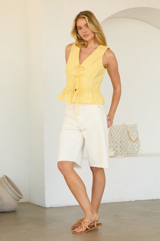 Lila Stripe Tie-Front Top