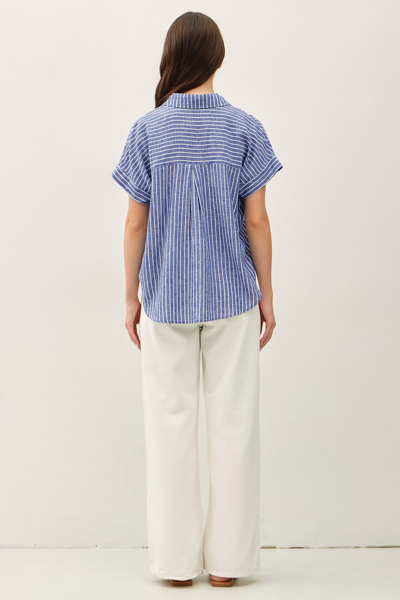 The Little Blended Linen Short Sleeve Striped Shirt