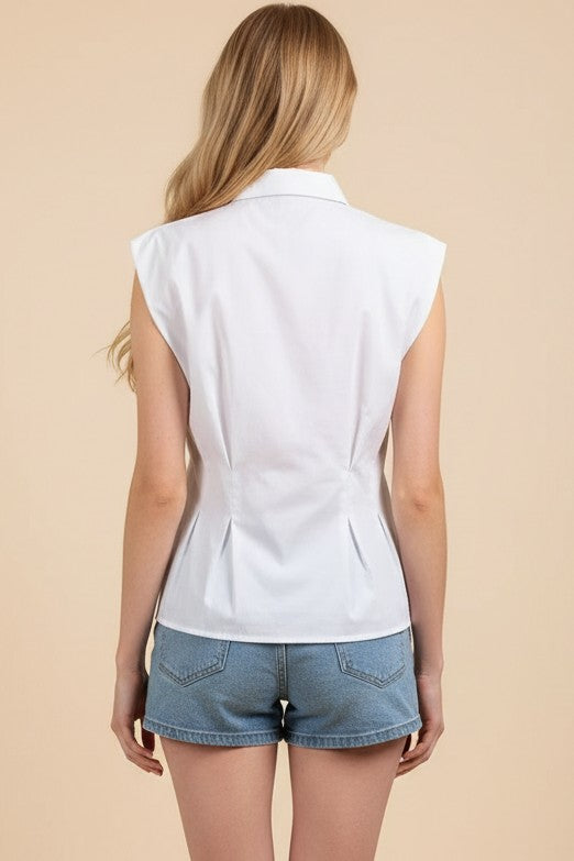 Megan Sleeveless Peplum Shirt