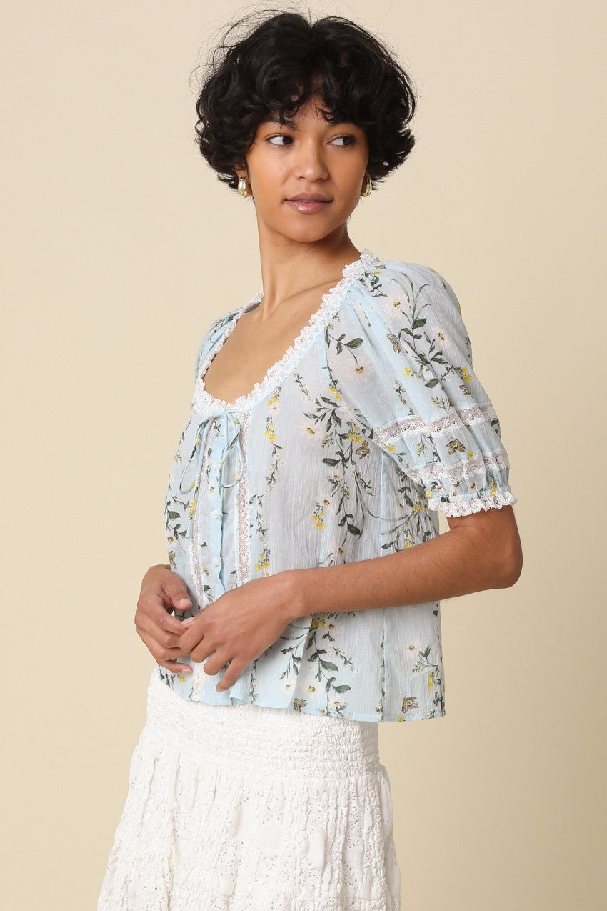 Maribel Floral Tie-front Blouse