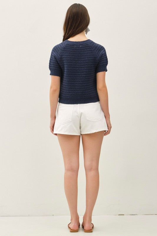 The Delilah Crochet Puff Sleeve Cardigan