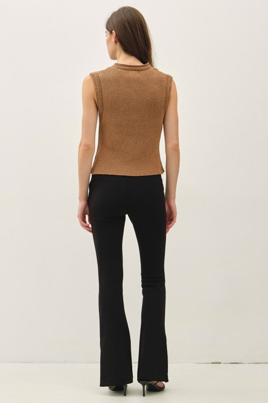Delilah Crochet Trim Button-Up Sweater Vest
