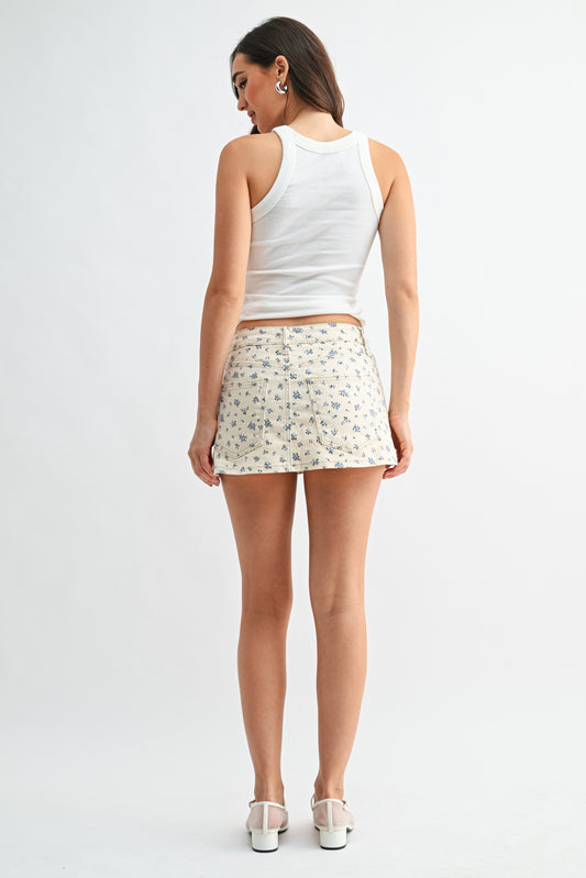 Lila Floral Denim Skort