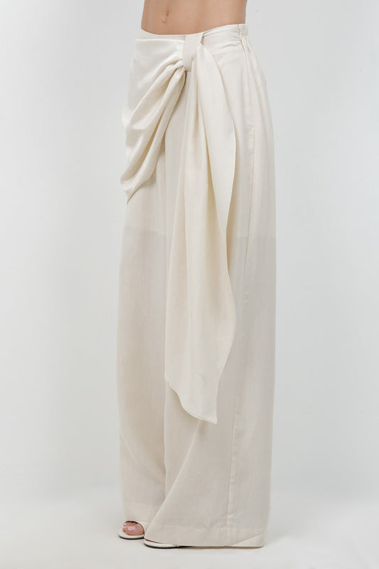 Aria Draped Wrap Wide-Leg Pants