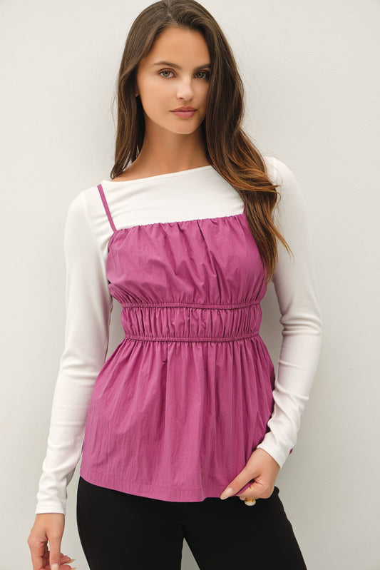 Jolie Ruched Peplum Cami Top