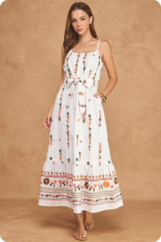 The Juliette Embroidered Floral Midi Dress
