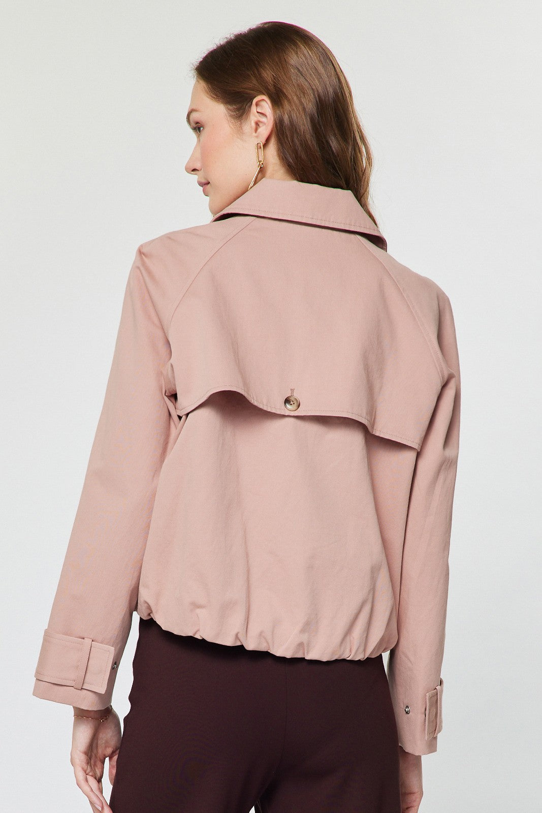 Pink cropped trench jacket
