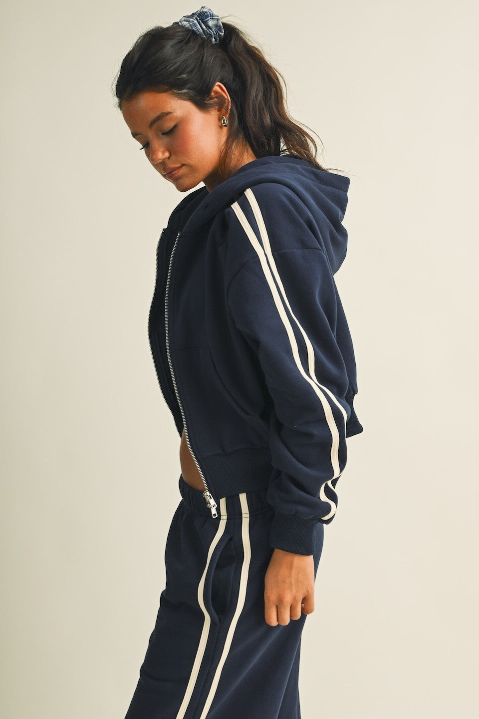 Midnight Stripe Zip-Up Hoodie