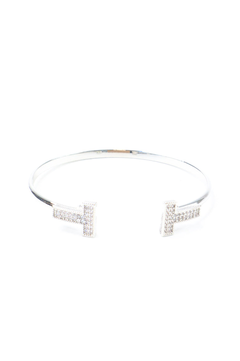 Silver Pavé Bar Cuff Bracelet