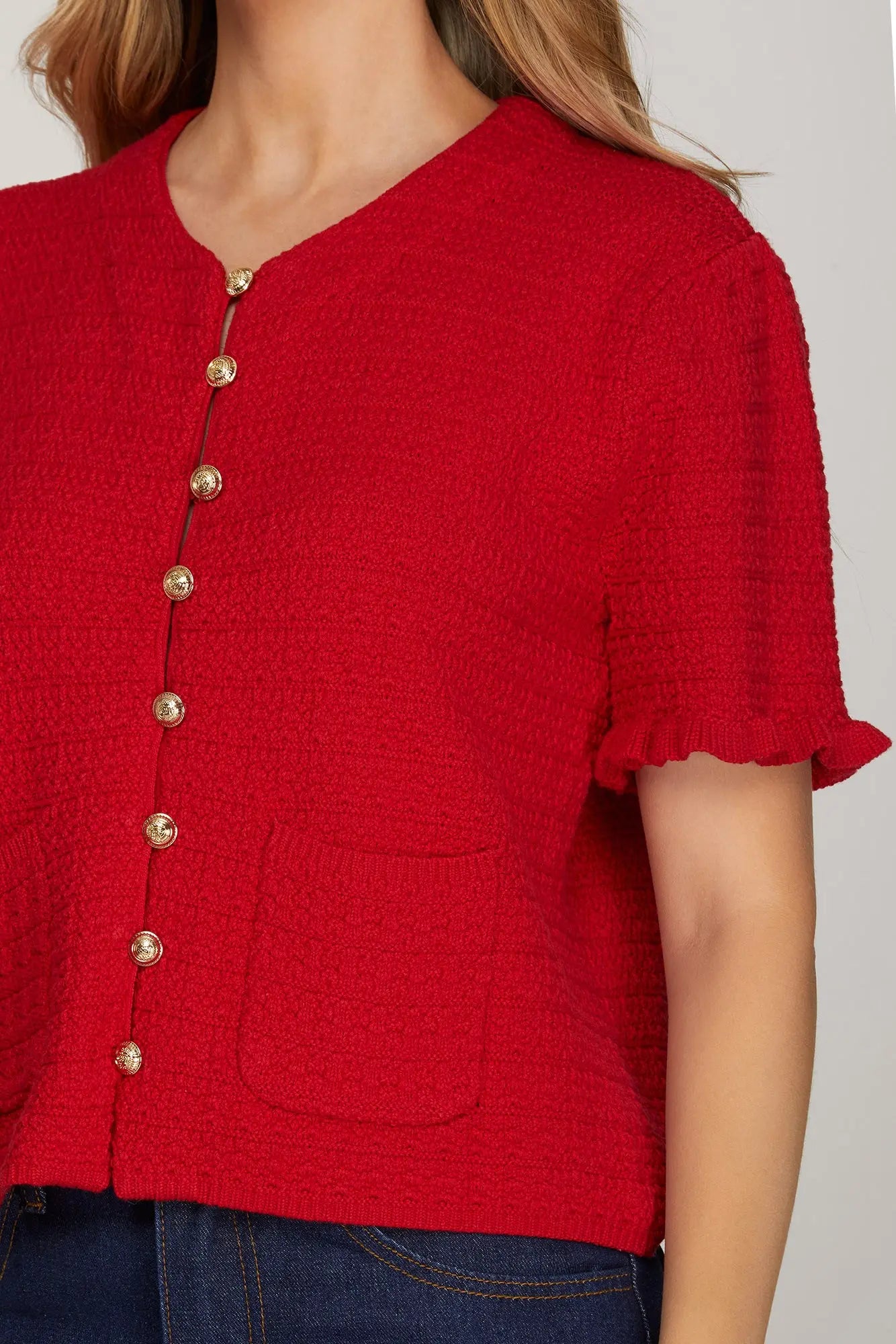 Feminine charm meets everyday comfort in The Daphne Ruffle Sweater