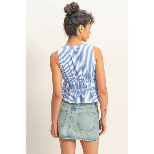 Seaside Sweetheart Striped Peplum Top