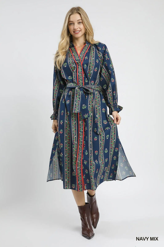 A statement-making cotton maxi dress that blends bohemian charm with timeless sophistication.
