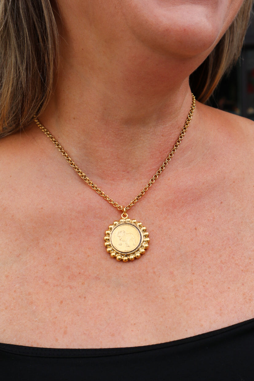 Vintage Gold Bulldog Necklace