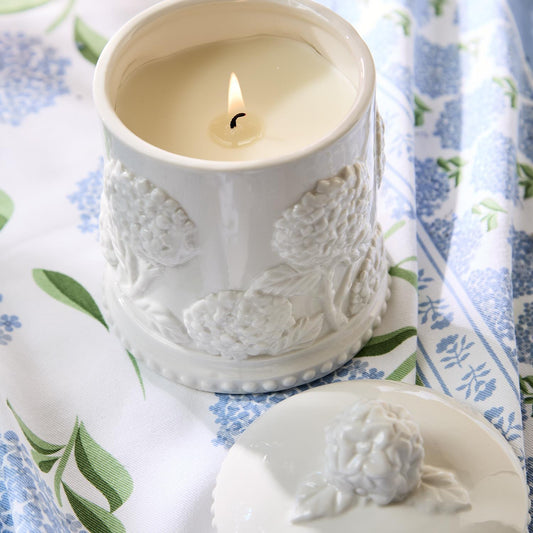 Hydrangea Filled Candle in box